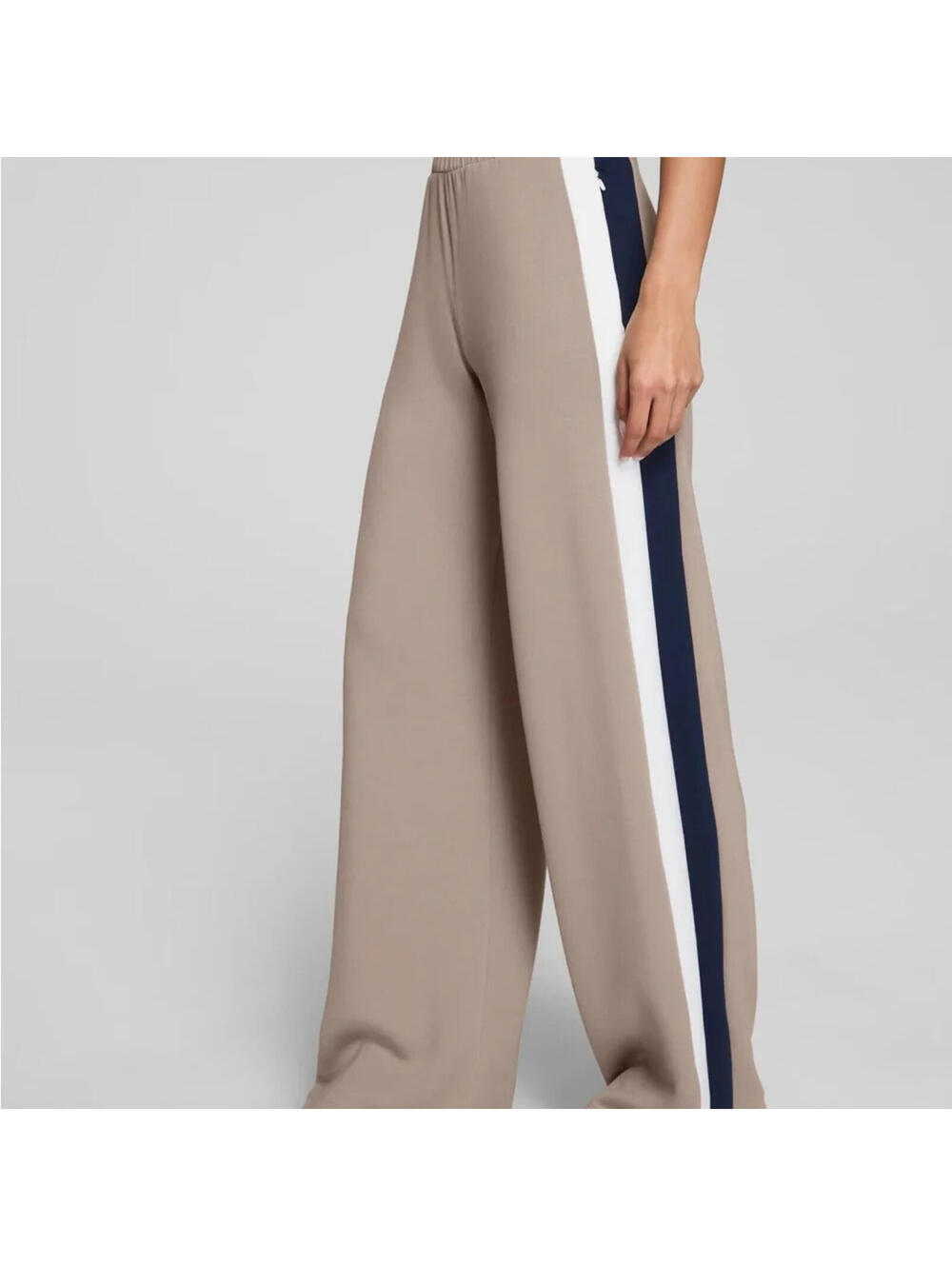 Spanx  AirEssentials Colorblock Wide Leg Track Pant Side Stripe Tan Large Petite